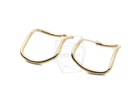 ERG-1393-G [2pieces] Wave Square Earrings, Wave Square Post Earr 第2張的照片