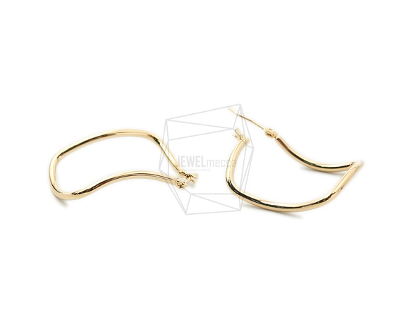 ERG-1393-G [2pieces] Wave Square Earrings, Wave Square Post Earr 第3張的照片