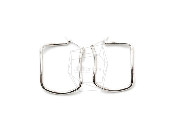 ERG-1393-R [2pieces] Wave Square Earrings, Wave Square Post Earr 第1張的照片