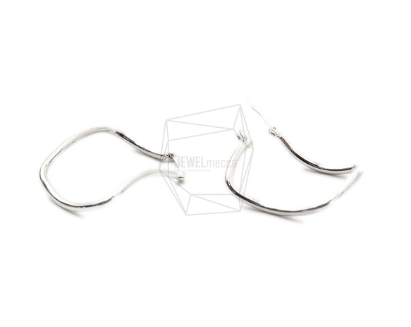 ERG-1393-R [2pieces] Wave Square Earrings, Wave Square Post Earr 第2張的照片