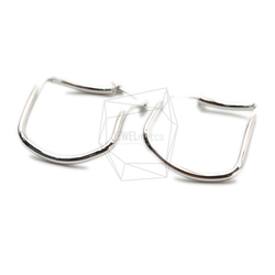 ERG-1393-R [2pieces] Wave Square Earrings, Wave Square Post Earr 第3張的照片