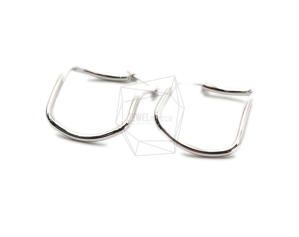 ERG-1393-R [2pieces] Wave Square Earrings, Wave Square Post Earr 第3張的照片