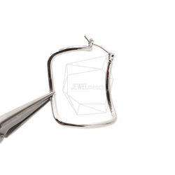 ERG-1393-R [2pieces] Wave Square Earrings, Wave Square Post Earr 第4張的照片