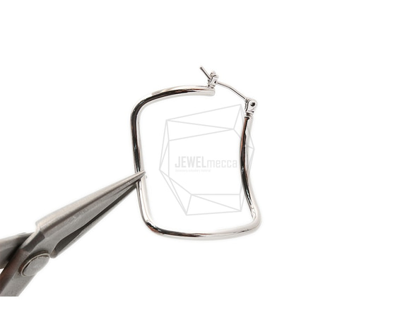 ERG-1393-R [2pieces] Wave Square Earrings, Wave Square Post Earr 第4張的照片