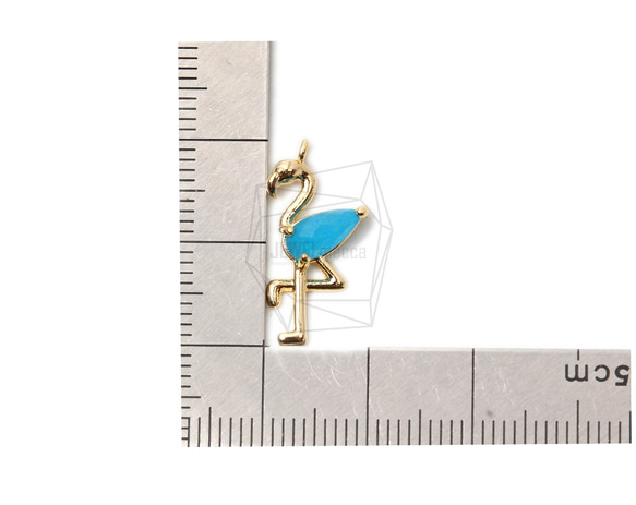 PDT-2336-G【2個入り】フラミンゴペンダント,stone flamingo Pendant 5枚目の画像