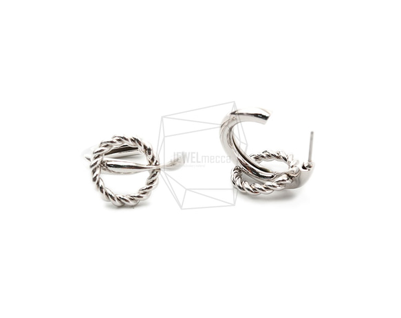 ERG-1412-R【2個入り】ダブルリングピアス,Double Ring Earring Post 2枚目の画像