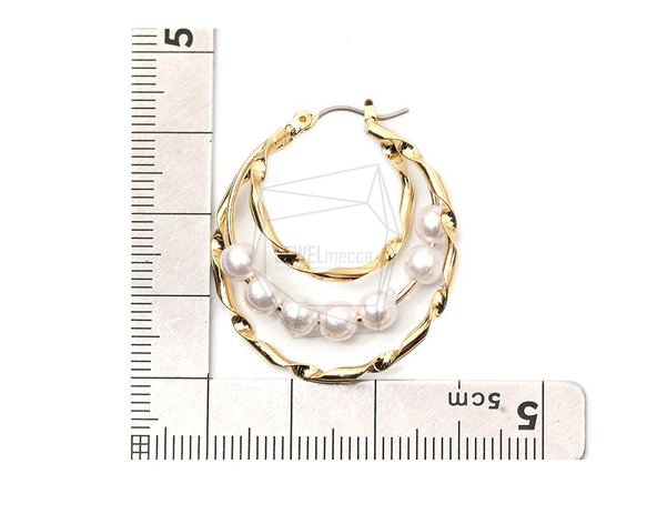 ERG-1413-G【2個入り】トリプルラウンドピアス /Triple round Post Earring 5枚目の画像