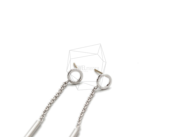 ERG-1416-R【2個入り】ラウンド&バーピアス,Linked round and bar Post Earring 2枚目の画像