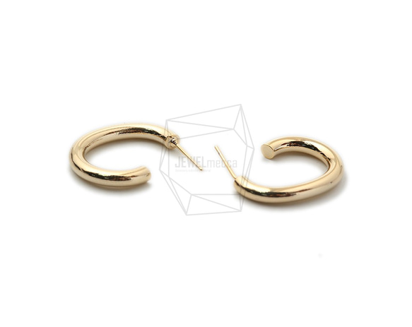 ERG-1396-G【2個入り】フープピアス/Hoop Post Earrings/18mm X 22mm 2枚目の画像