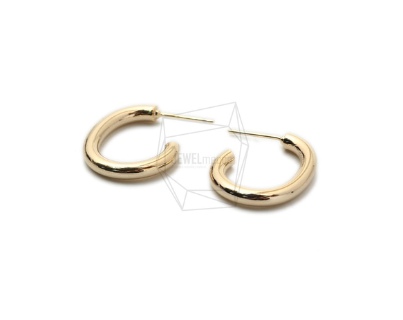 ERG-1396-G【2個入り】フープピアス/Hoop Post Earrings/18mm X 22mm 3枚目の画像