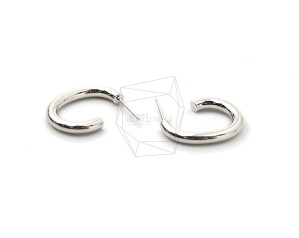 ERG-1396-R【2個入り】フープピアス/Hoop Post Earrings/18mm X 22mm 3枚目の画像