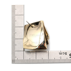ERG-1429-G [2 件] 方波耳環，波浪形耳環柱 第5張的照片