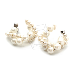 ERG-1433-R【2個入り】パールラウンドイヤーカフ/Pearl Round Earcuffs Earrings 2枚目の画像