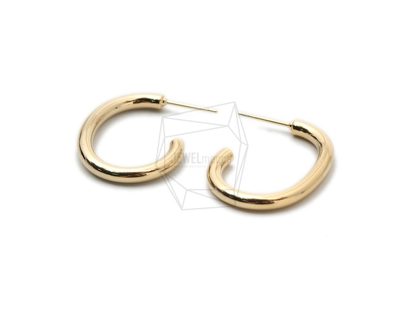 ERG-1403-G【2個入り】フープピアス/Hoop Post Earrings/20mm X 28mm 2枚目の画像