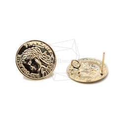 ERG-1407-G [2 件] 硬幣耳環、硬幣柱耳環 / 18mm x 18mm 第2張的照片