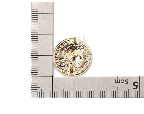ERG-1407-G [2 件] 硬幣耳環、硬幣柱耳環 / 18mm x 18mm 第5張的照片