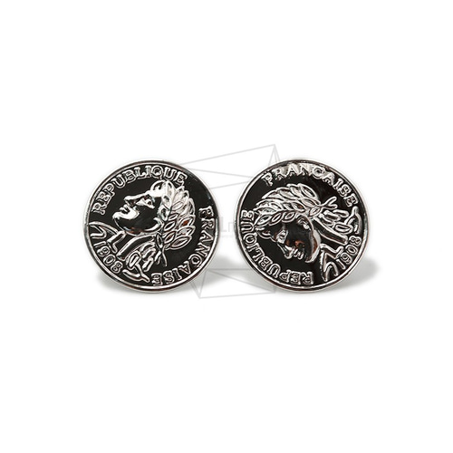 ERG-1407-R【2個入り】コインピアス ,Coin Post Earring/18mm x 18mm 