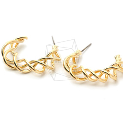 ERG-1448-G【2個入り】ツイストUシェイプピアス,Twisted U Shape Post Earrings 2枚目の画像