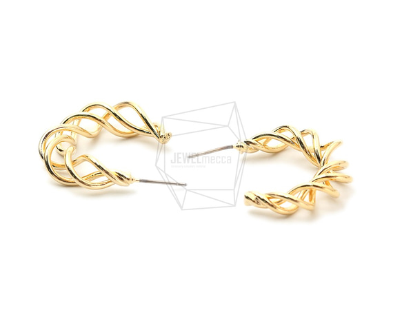 ERG-1448-G【2個入り】ツイストUシェイプピアス,Twisted U Shape Post Earrings 3枚目の画像