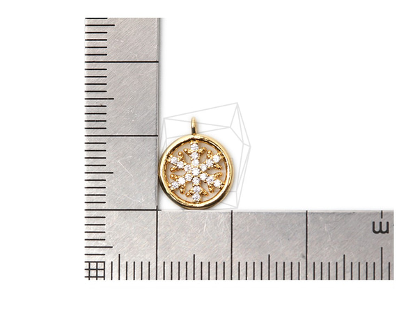 PDT-2353-G【2個入り】ラウンドスノーフレークペンダント,Round Snow Flakes Pendant 5枚目の画像