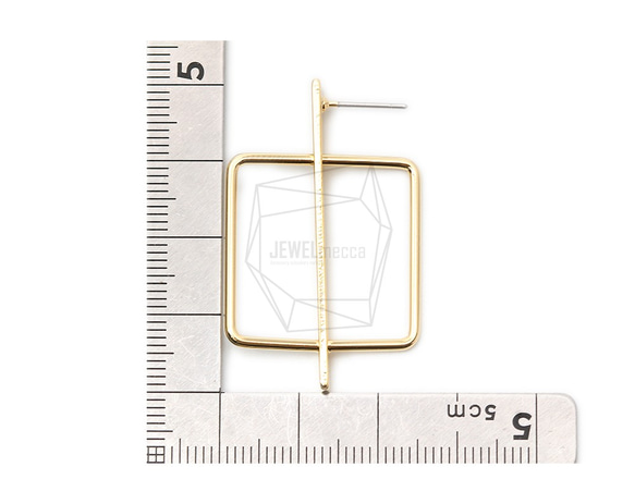 ERG-1475-G [2件]方耳耳環，方耳耳環/ 35mm x 40mm 第5張的照片