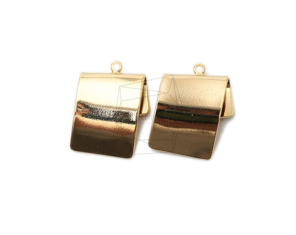 PDT-2357-G【2個入り】ホールドレクタングルペンダント,Folded rectangle Pendant 1枚目の画像