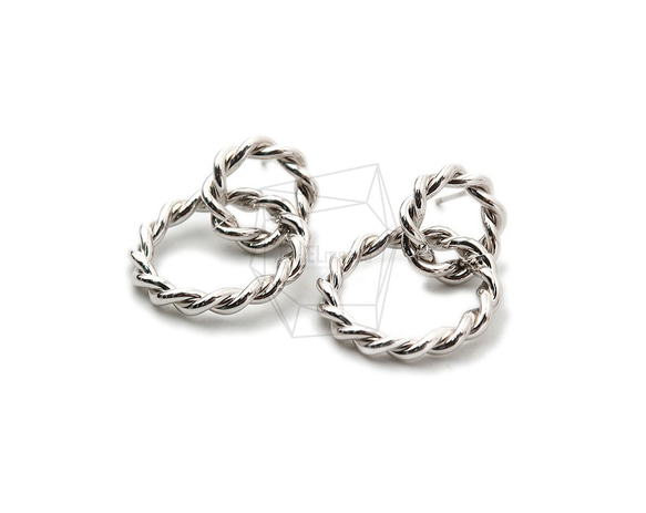 ERG-1489-R【2個入り】ダブルリングピアス,Tiny Two Linked Rings Post Earring 2枚目の画像