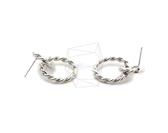 ERG-1489-R【2個入り】ダブルリングピアス,Tiny Two Linked Rings Post Earring 3枚目の画像