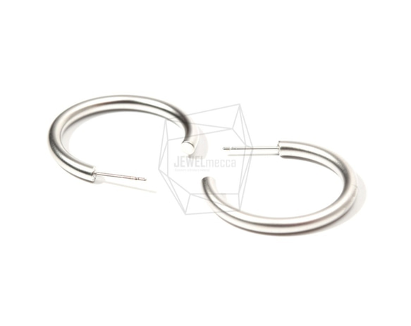 ERG-722-MR [2 件] 圓形耳環，圓形耳柱 / 25mm x 30mm 第3張的照片