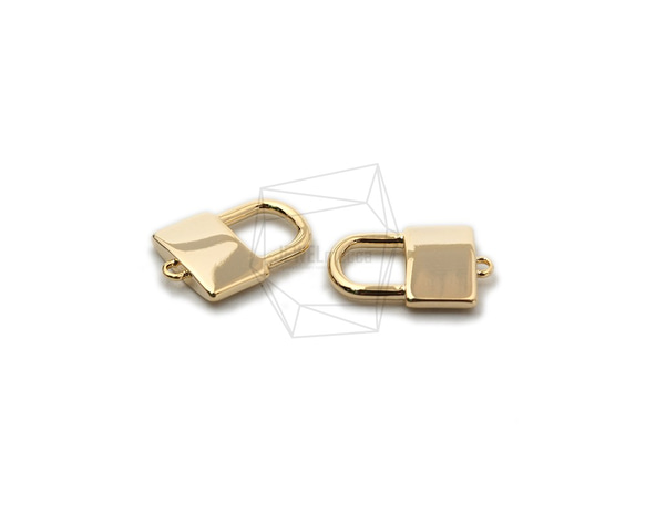 PDT-2362-G【2個入り】ロック ペンダント ,Lock Pendant/9mm x 13mm 3枚目の画像