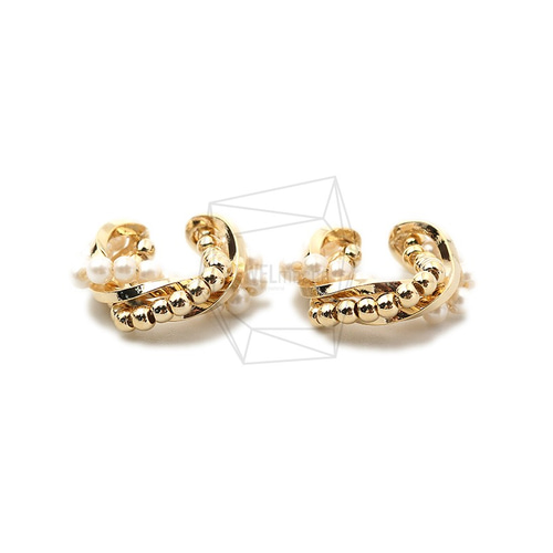 ERG-1507-G【2個入り】パールラウンドイヤーカフ/Pearl Round Earcuffs 