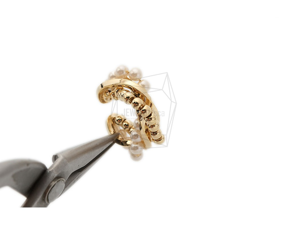 ERG-1507-G 【2件】珍珠圓形耳環耳環 第4張的照片