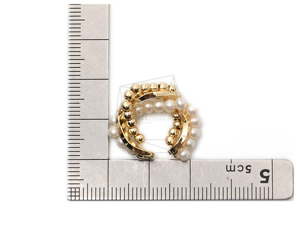 ERG-1507-G 【2件】珍珠圓形耳環耳環 第5張的照片
