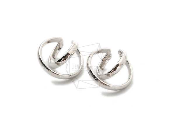 ERG-1511-R【2個入り】ダブルラウンドイヤーカフ/Double Round Earcuffs Earrings 2枚目の画像