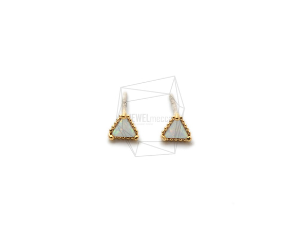 ERG-1518-G【2個入り】オパールピアス   ,Synthetic opal Post Earring 1枚目の画像