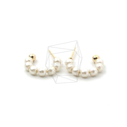 ERG-1525-G [2 件] 珍珠 C 形耳釘，珍珠 C 形耳釘 第1張的照片