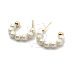 ERG-1525-G [2 件] 珍珠 C 形耳釘，珍珠 C 形耳釘 第2張的照片