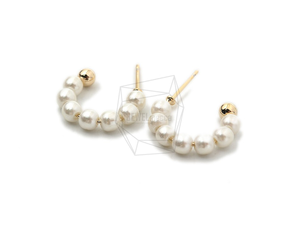 ERG-1525-G [2 件] 珍珠 C 形耳釘，珍珠 C 形耳釘 第2張的照片