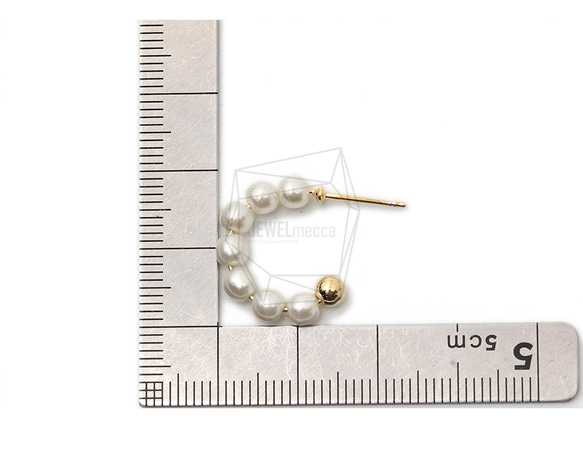 ERG-1525-G [2 件] 珍珠 C 形耳釘，珍珠 C 形耳釘 第5張的照片