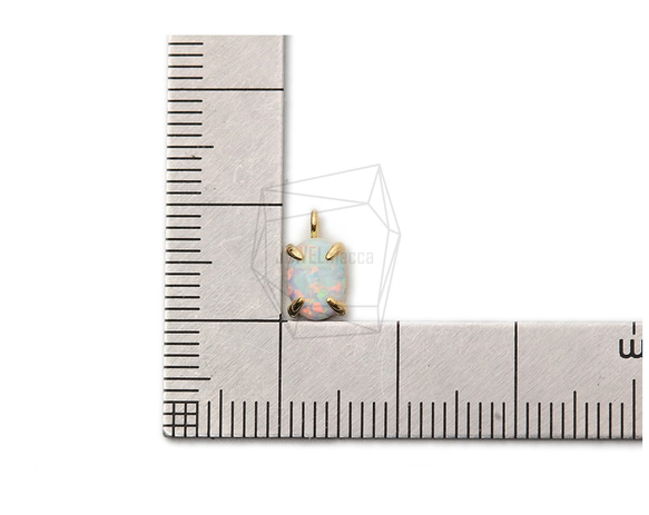 PDT-2370-G【2個入り】オパールペンダント ,Synthetic opal Pendant 5枚目の画像