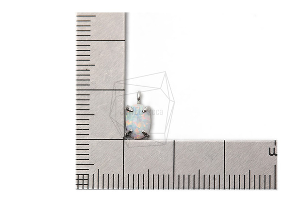 PDT-2370-R【2個入り】オパールペンダント ,Synthetic opal Pendant 5枚目の画像