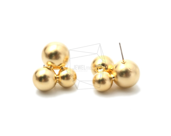 ERG-1539-MG【2個入り】トリプルボールピアス  ,Triple ball Post Earring 2枚目の画像