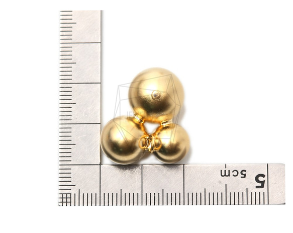 ERG-1539-MG【2個入り】トリプルボールピアス  ,Triple ball Post Earring 5枚目の画像