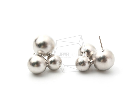 ERG-1539-MR【2個入り】トリプルボールピアス  ,Triple ball Post Earring 2枚目の画像