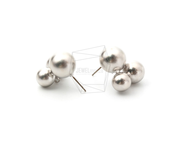 ERG-1539-MR【2個入り】トリプルボールピアス  ,Triple ball Post Earring 3枚目の画像