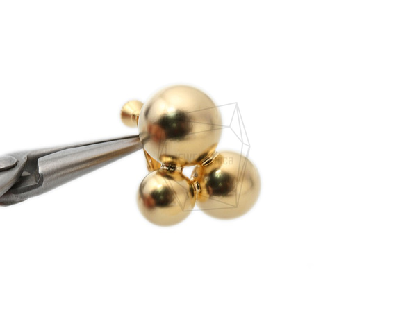 ERG-1546-MG【2個入り】トリプルボールイヤリング/ネジバネ,Triple ball Non Pierced 4枚目の画像