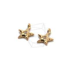 PDT-2378-G【2個入り】CZスターペンダント,CZ Mini Star Pendant / 10mmx12mm 2枚目の画像