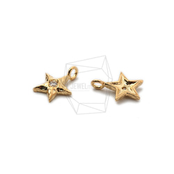 PDT-2378-G【2個入り】CZスターペンダント,CZ Mini Star Pendant / 10mmx12mm 3枚目の画像