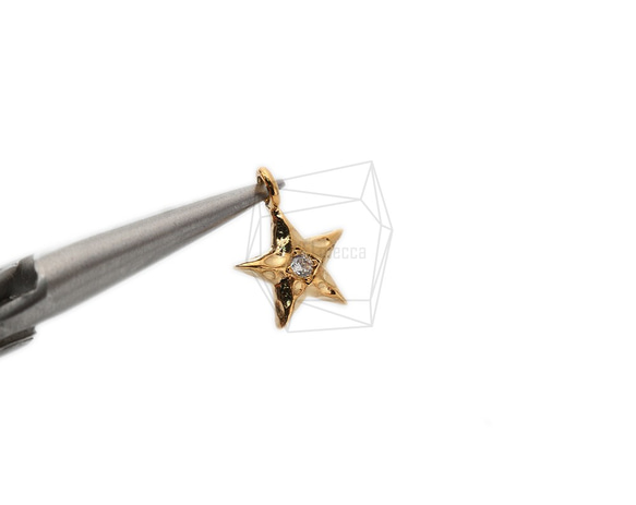 PDT-2378-G【2個入り】CZスターペンダント,CZ Mini Star Pendant / 10mmx12mm 4枚目の画像