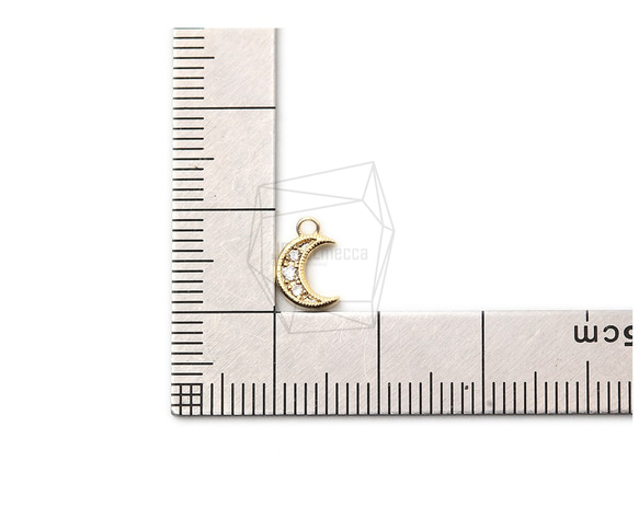 PDT-2379-G【2個入り】クレセントペンダント,Cubic Zirconia Setting Crescent 5枚目の画像